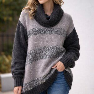 Olsen Europe, size L, over sized, wool/mohair/alpaca cowl neck sweater
